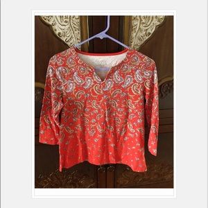 Talbots petite Small cotton Paisley top